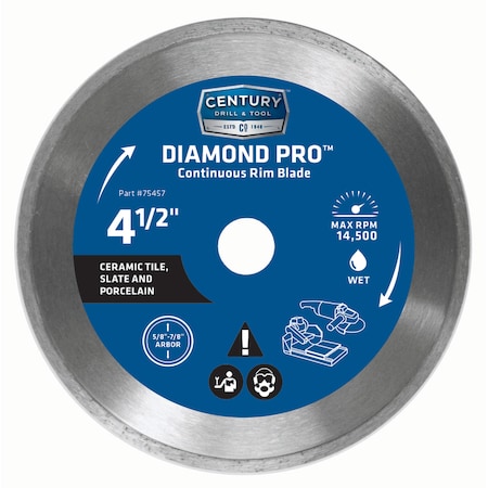 Century Drill & Tool Century Drill & Tool Diamond Pro 4-1/2 in. D X 7/8 in. Continuous Rim Circular Saw Blade 1 pk 75457